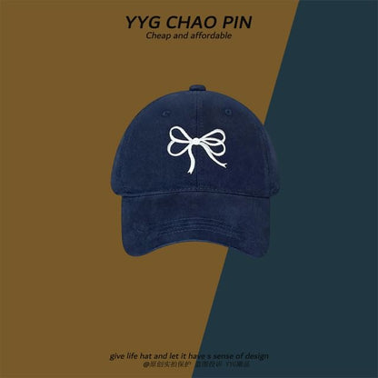 Embroidered Baseball Cap Bow