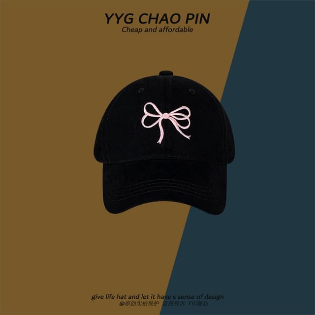 Embroidered Baseball Cap Bow