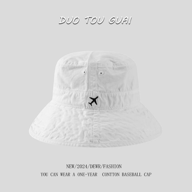 Plane Bucket Hat Embroidered