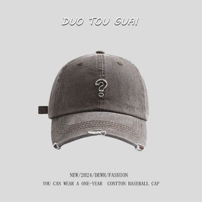 Cap Mark Distressed Question Baseball