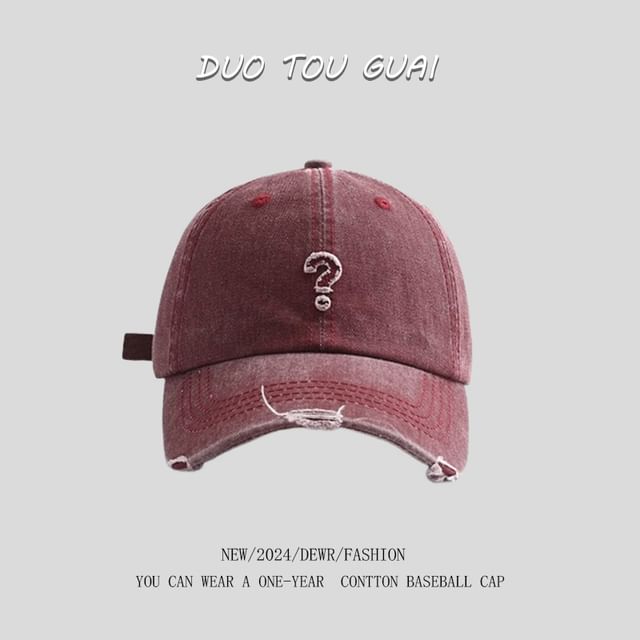 Cap Mark Distressed Question Baseball