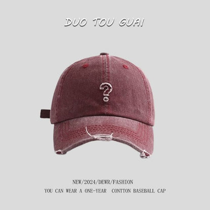 Cap Mark Distressed Question Baseball