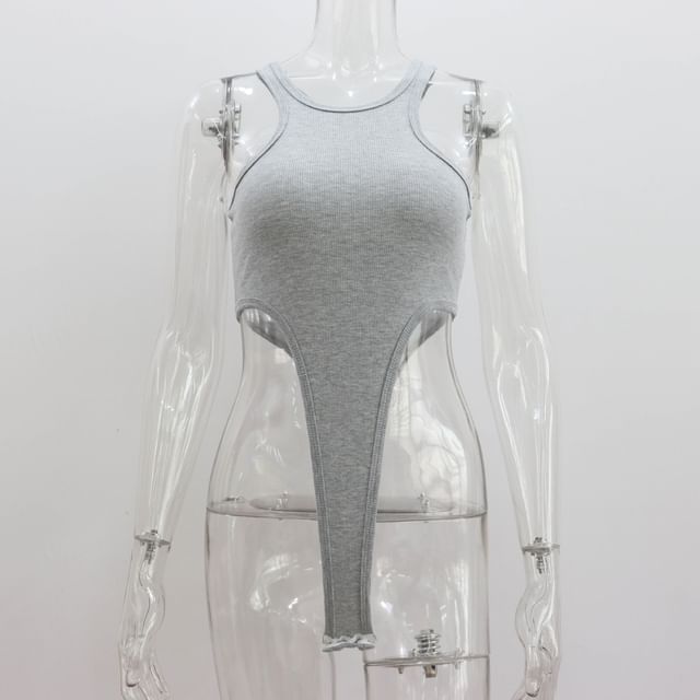 Crew Bodysuit Top Plain Neck Sleeveless