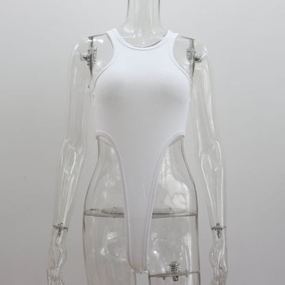 Crew Bodysuit Top Plain Neck Sleeveless