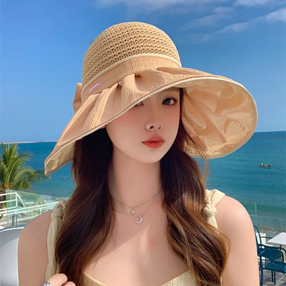 Sun Panel Bow Hat Ruched