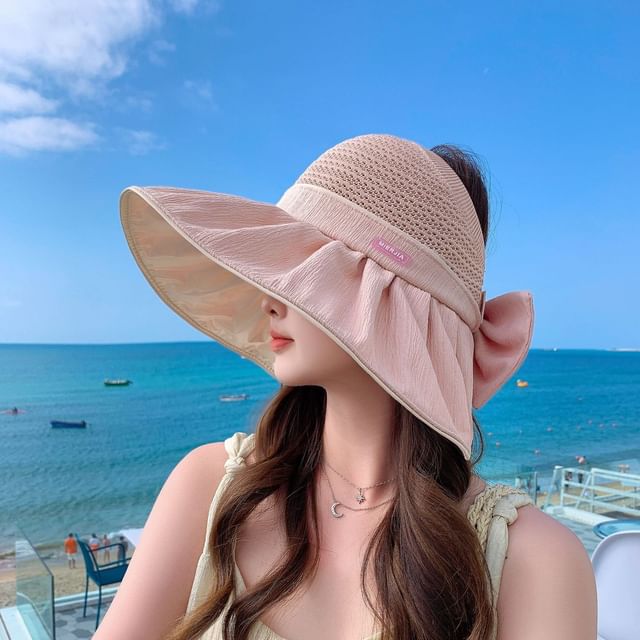 Sun Panel Bow Hat Ruched