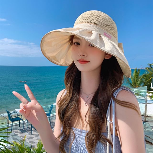 Sun Panel Bow Hat Ruched