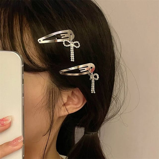 Rhinestone Bow Hair Alloy Clip