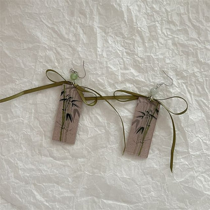 Earring Acrylic Ribbon Bamboo Drop