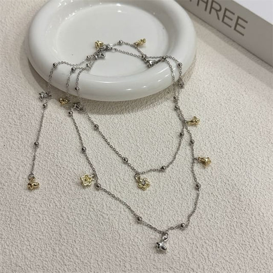 Choker Alloy Pendant Floral / Heart