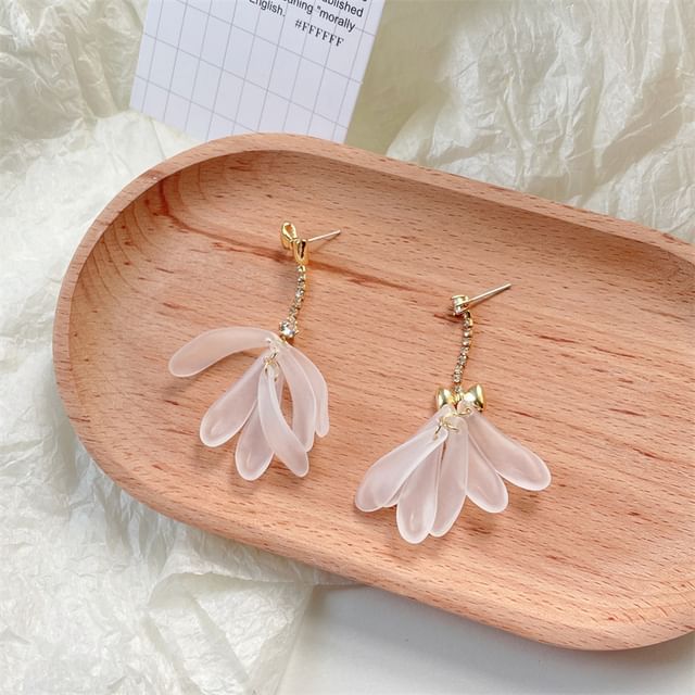 Floral Earring Asymmetrical Dangle Rhinestone