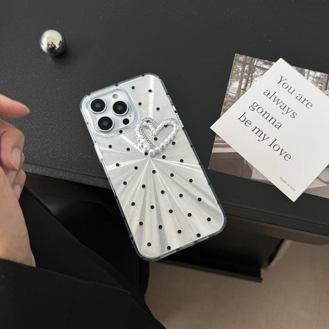 Phone Heart Case Polka Dot