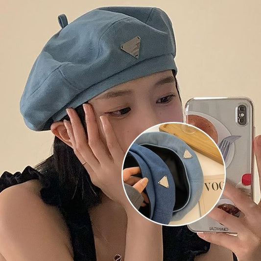 Beret Plain Denim Panel
