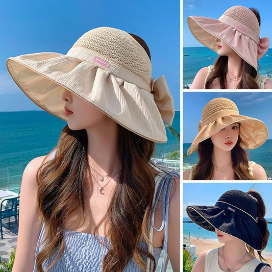 Sun Panel Bow Hat Ruched