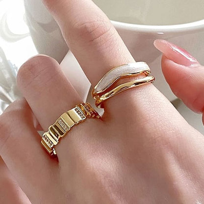 Glaze Layered Alloy Open Ring / Rhinestone Alloy Open Ring