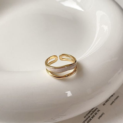 Glaze Layered Alloy Open Ring / Rhinestone Alloy Open Ring