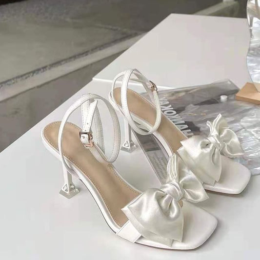 Sandals Heel High Accent Bow