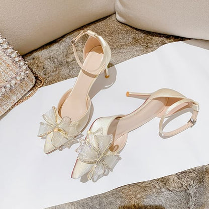 High Heel Bow Accent Pointed Sandals (Various Designs)