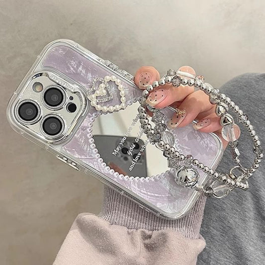 Case Faux Pearl Mirrored Phone