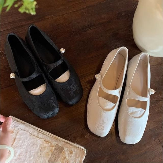 Mary Flats Fabric Pearl Jane Faux