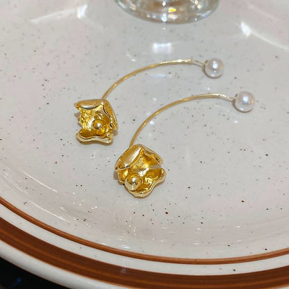 Floral Faux Pearl Alloy Dangle Earring