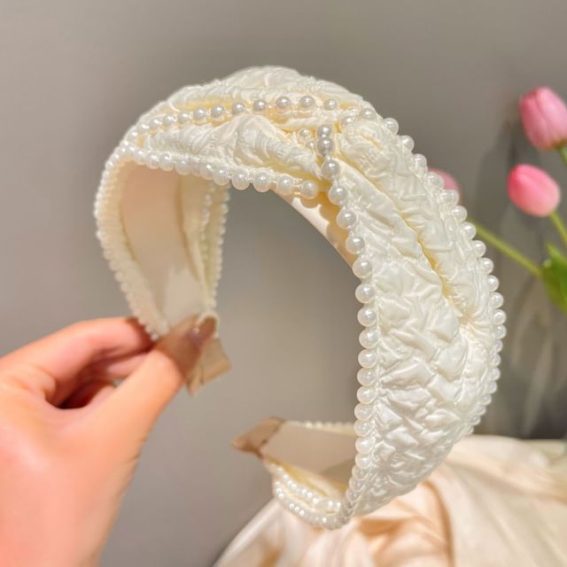 Barrette Band Faux Pearl Head /
