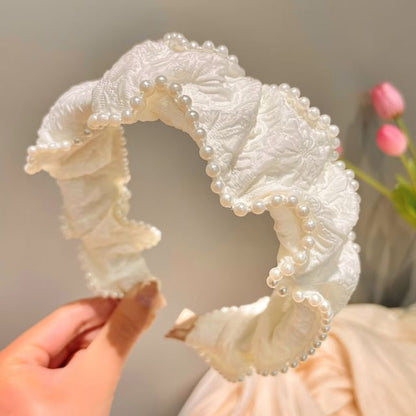 Barrette Band Faux Pearl Head /