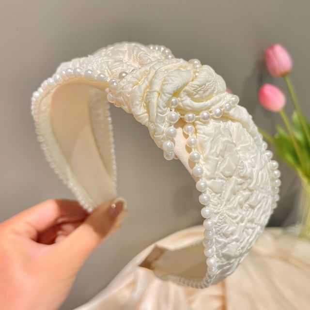 Barrette Band Faux Pearl Head /