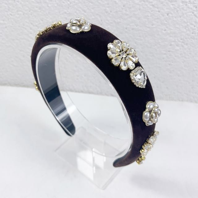 Flower Gemstones Rhinestone Hair Band