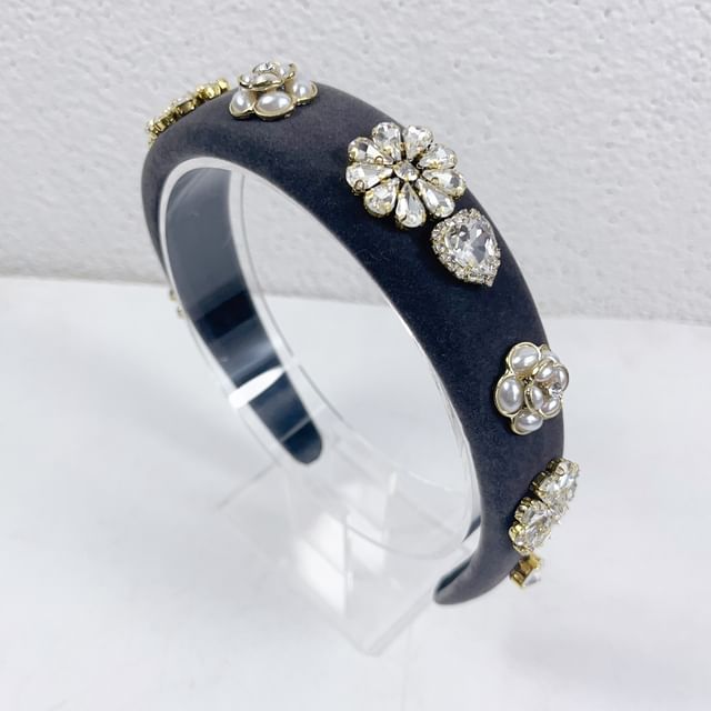 Flower Gemstones Rhinestone Hair Band