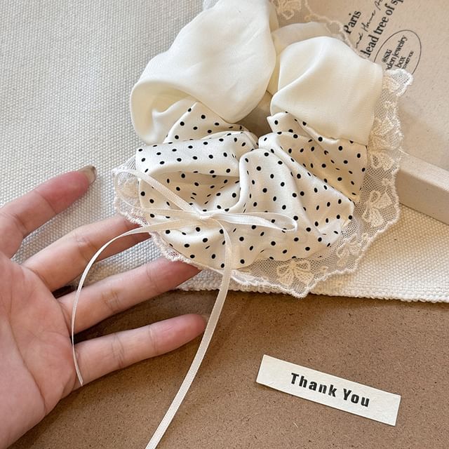 Lace Dotted Ribbon Hair Band Trim