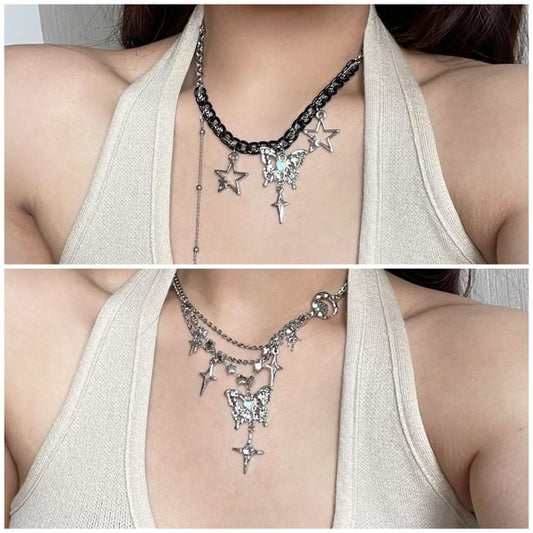 Wholesale Sample Butterfly Pendant Star Fringed Necklace