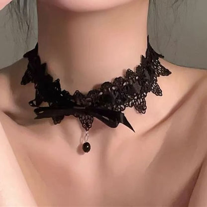 Pendant Bow Lace Choker Bead