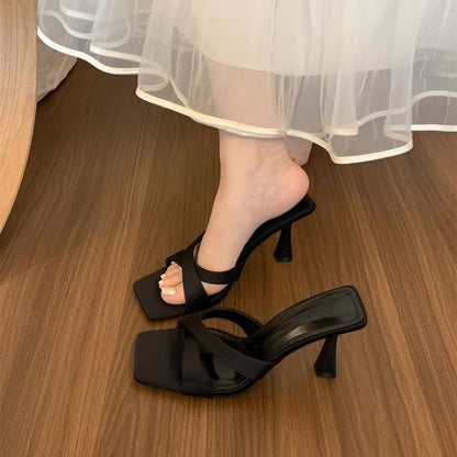 Sample Cross Strap High Heel Slide Sandals