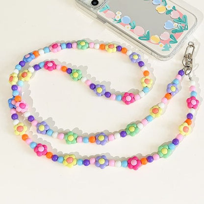Crystal Floral Lanyard Phone Faux Bead