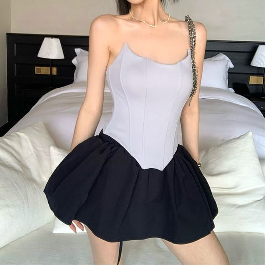 Wholesale SamplePlain Bustier Top / Plain Skorts