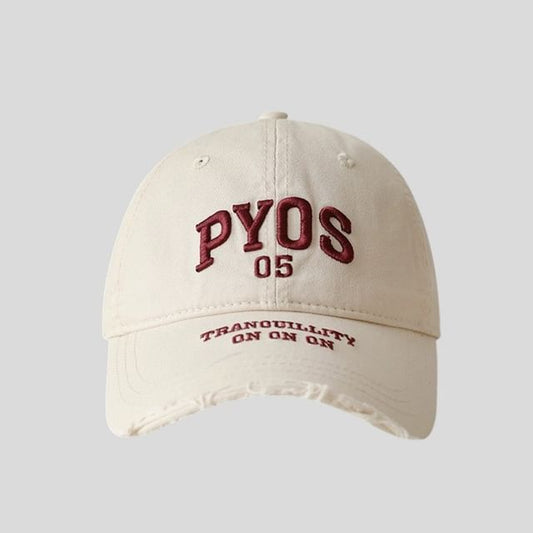 Baseball Cap Lettering Embroidered Frayed