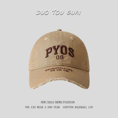 Baseball Cap Lettering Embroidered Frayed