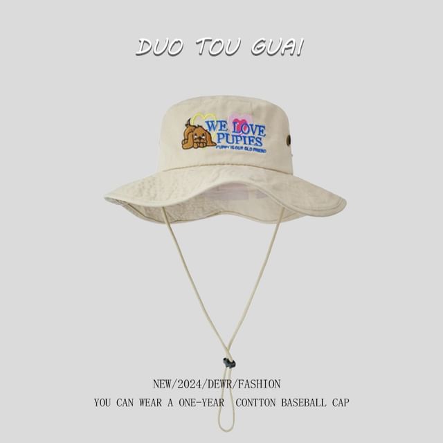 Bucket Cartoon Embroidered Hat