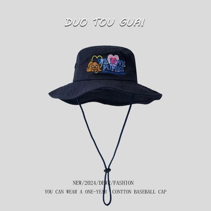 Bucket Cartoon Embroidered Hat