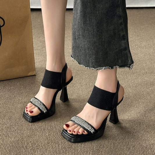 Rhinestone Wedge Sandals Heel