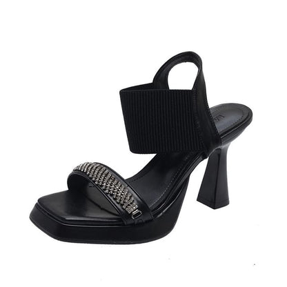 Rhinestone Wedge Sandals Heel