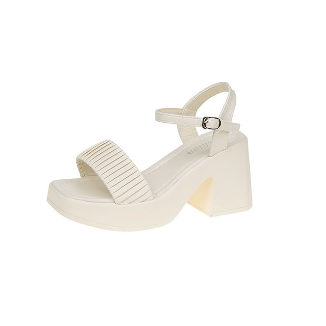 Sandals Toe Block Square Heel