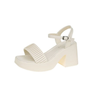 Sandals Toe Block Square Heel