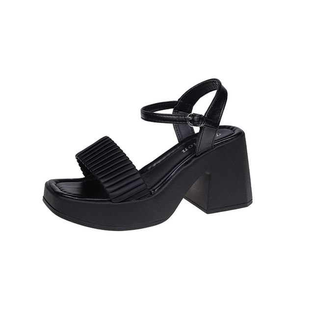 Sandals Toe Block Square Heel