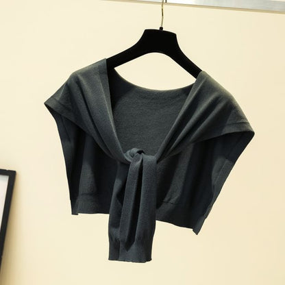 Knot Plain Knit Shawl