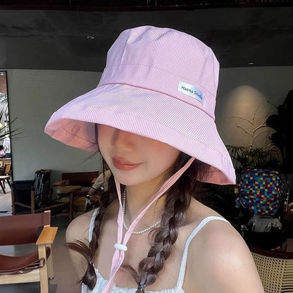Bucket Lettering Striped Applique Hat
