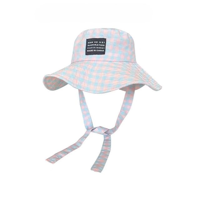 Plaid Bucket Hat Lettering Applique