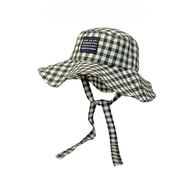 Plaid Bucket Hat Lettering Applique