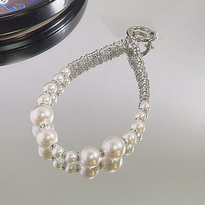 Lanyard Strap Phone Rhinestone Pearl Faux Pad with